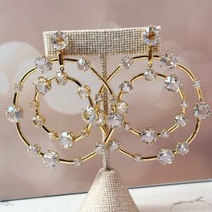 Swarovski Gold-Tone Crystal Orbital Clip-On Statement Earrings
